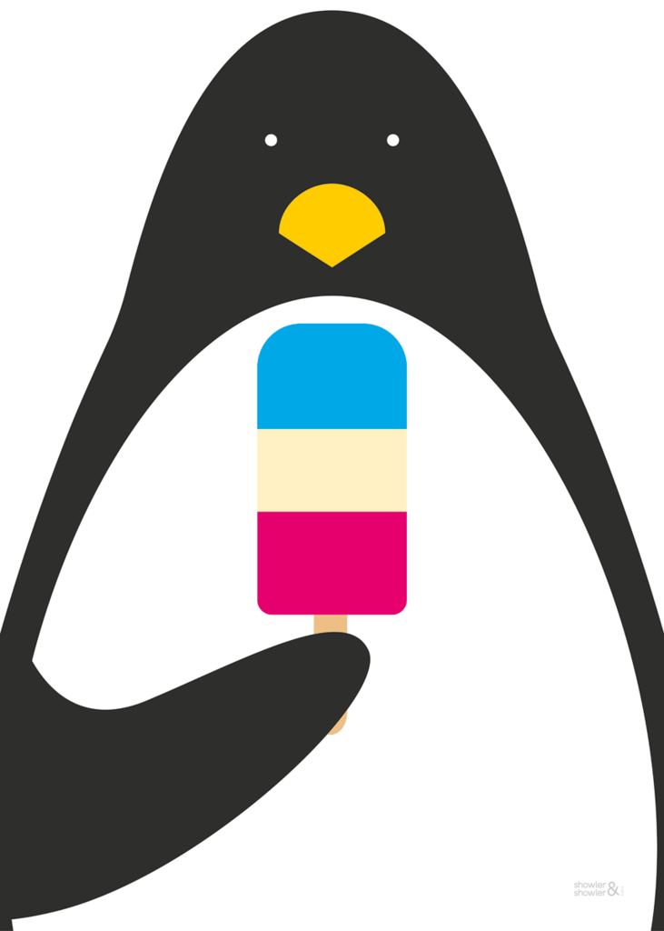 Penguin-and-lolly-art-print